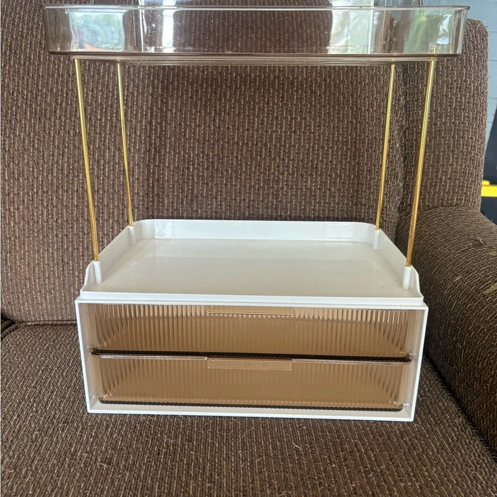 Elegant White and Brown Storage Organizer